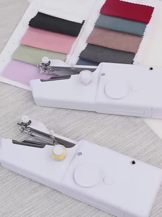 Handy Stitch Sewing Machines for Home Tailoring use, AC/DC Electric Mini Portable Cordless Stitching Machine Handheld Manual Machine (White, Stapler)